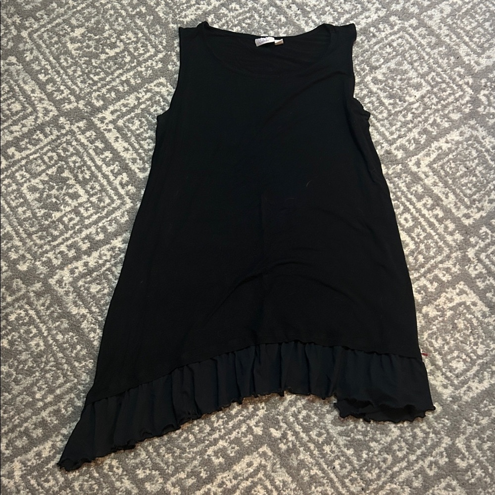 Black Sleeveless Dress with Ruffle Hem
